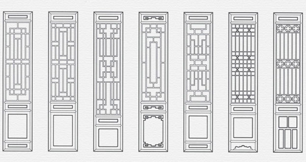 钟楼常用中式仿古花窗图案隔断设计图